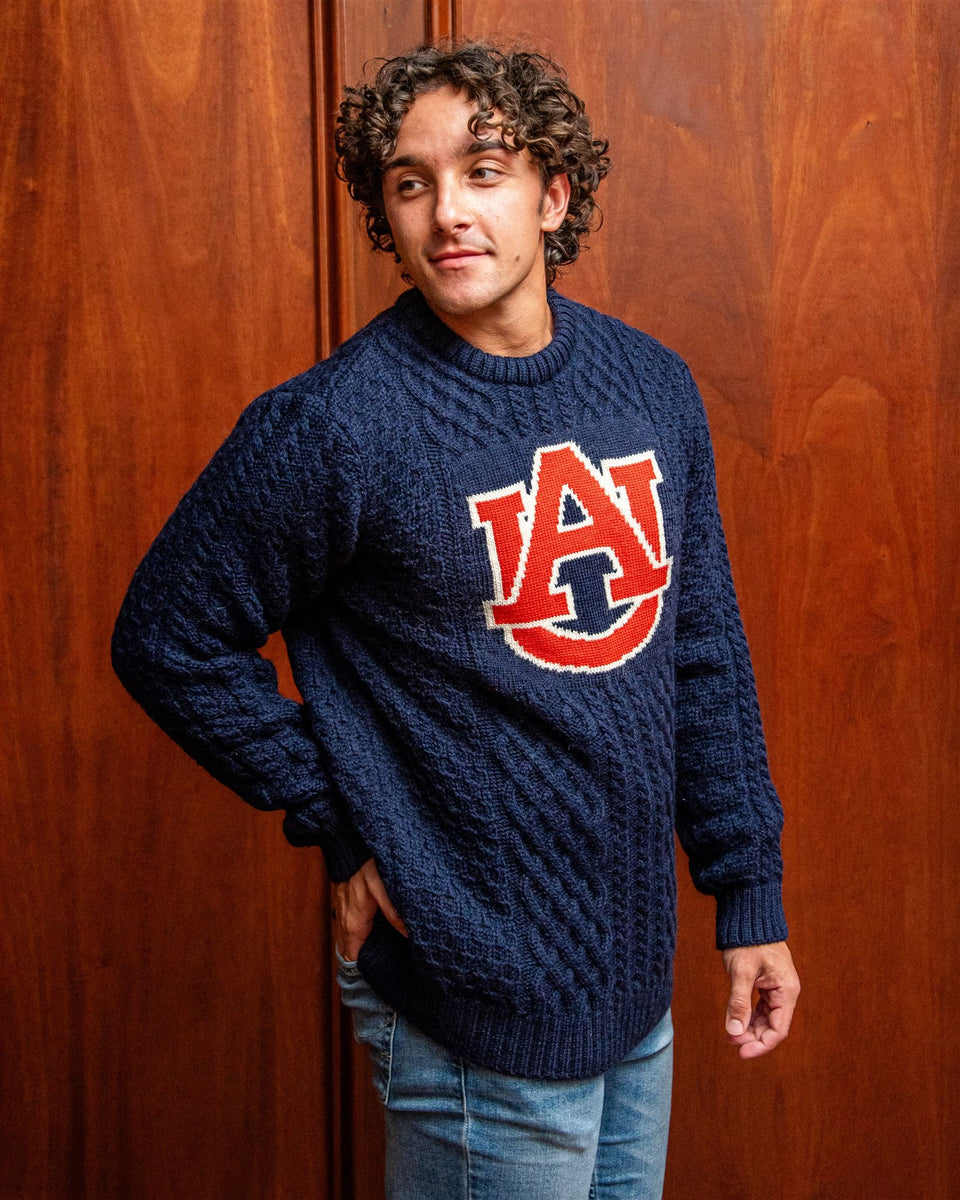 Auburn University Men's Navy British Wool Crew-Neck Sweater
