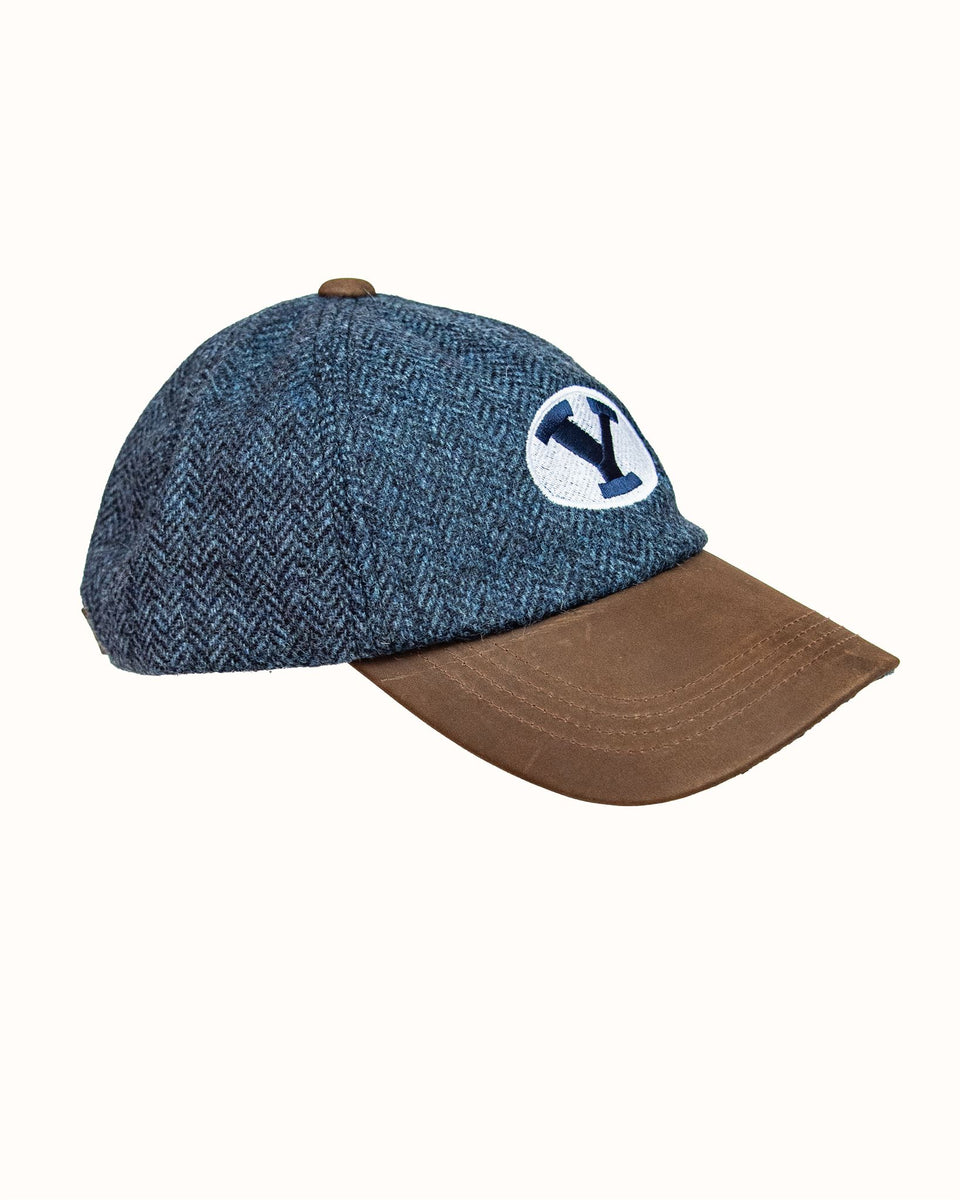 BYU Blue Herringbone Wool Baseball Cap with Leather Bill