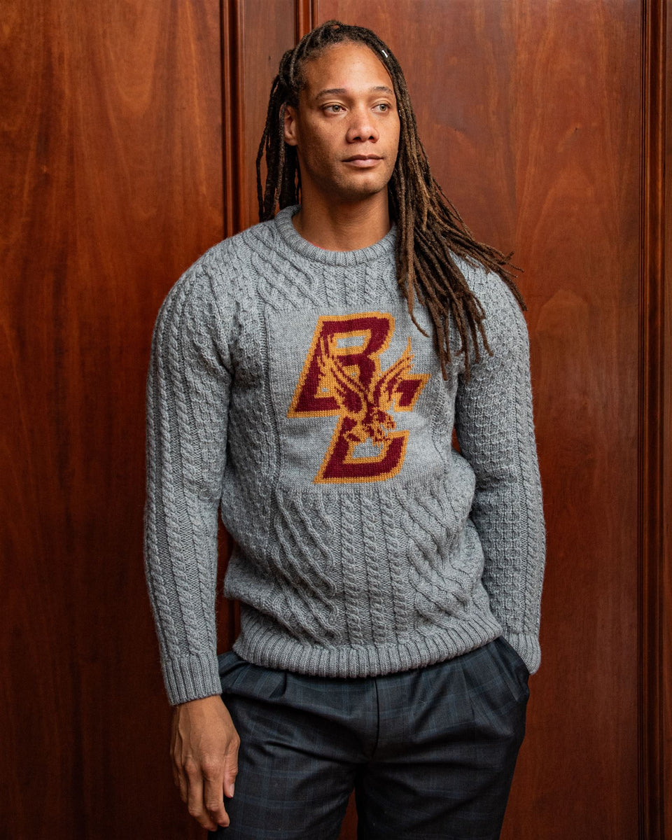 ≪超目玉★12月≫ College Boston Men's Sweater Crew-Neck Wool British トップス