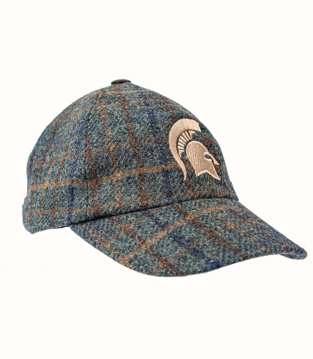 Michigan State University Men s Fitted Olive Grey Plaid Wool Baseball Cap Collegiate Couture Collegiate Knitwear Designs