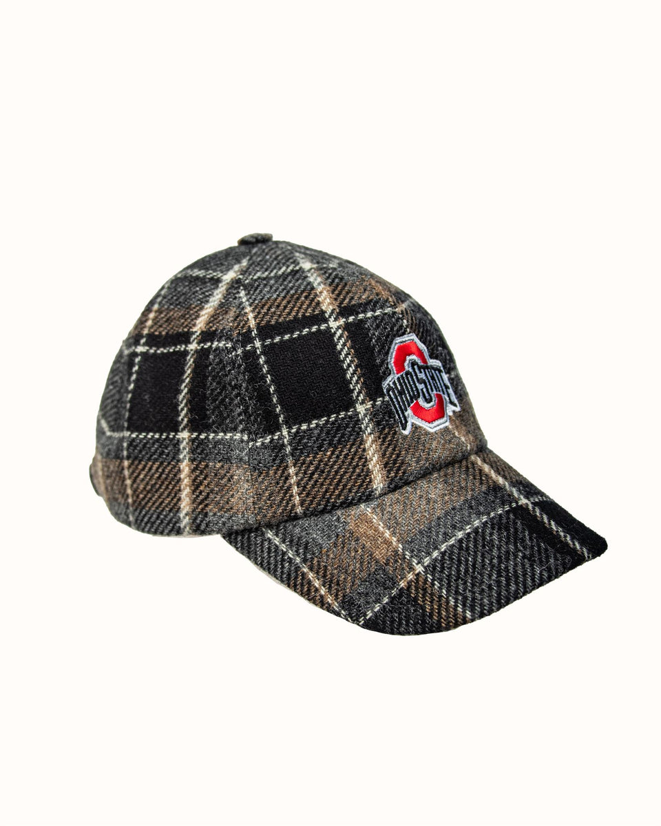 Ohio State University Grey Plaid Wool Baseball Cap Collegiate Couture Collegiate Knitwear Designs