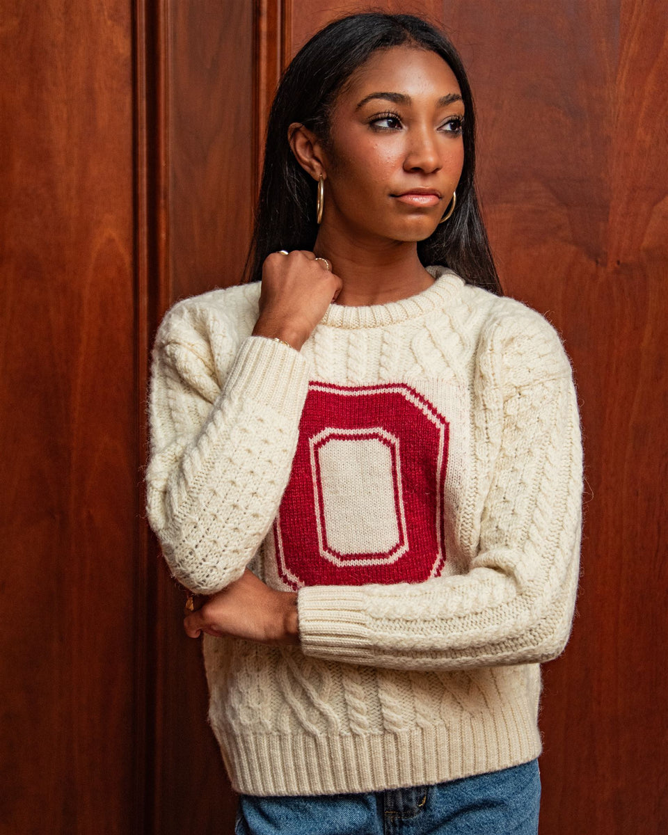 Ohio State University Women s British Wool Crew Neck Sweater Collegiate Couture Collegiate Knitwear Designs