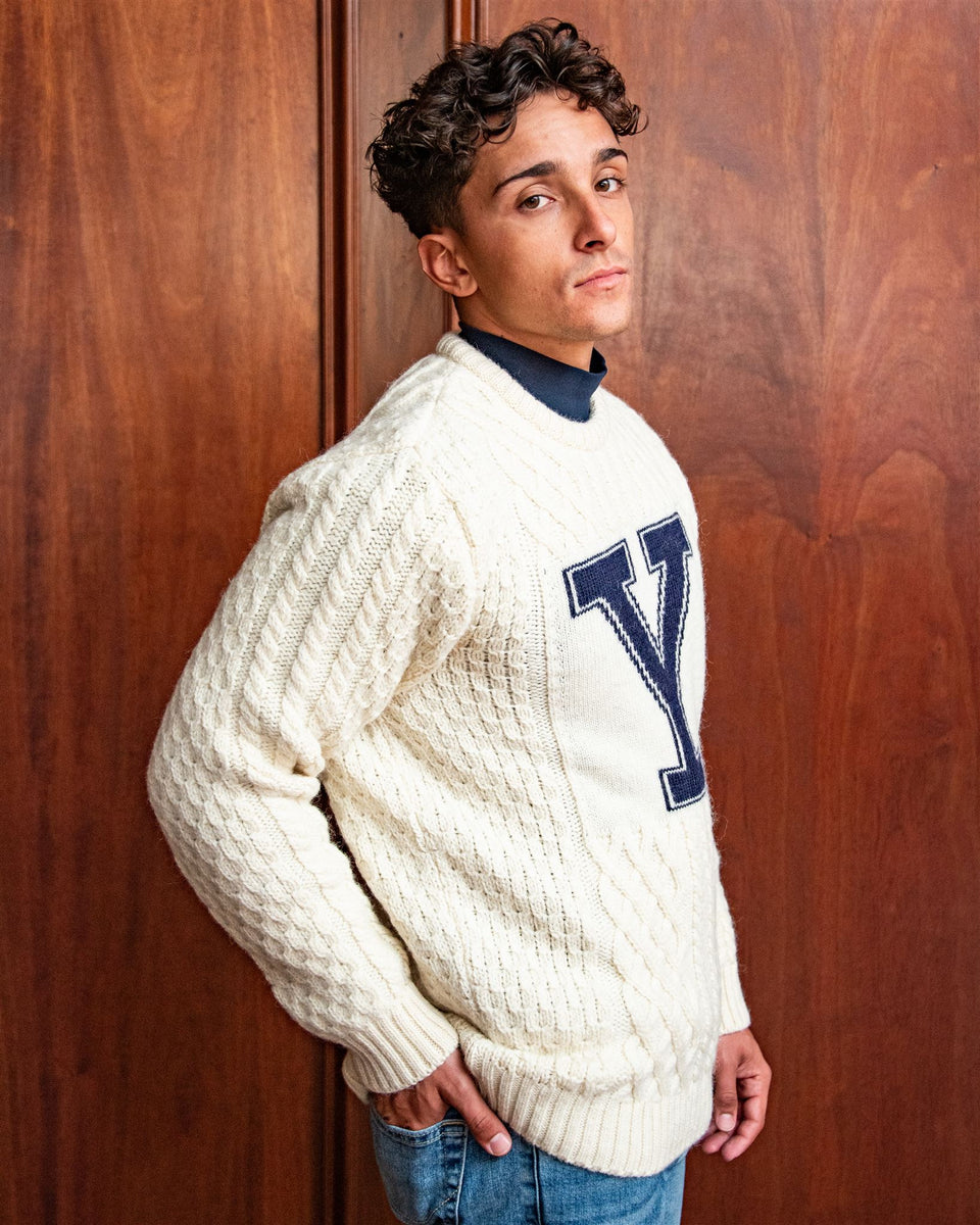 Yale University Men's British Wool Crew-Neck Sweater Collegiate