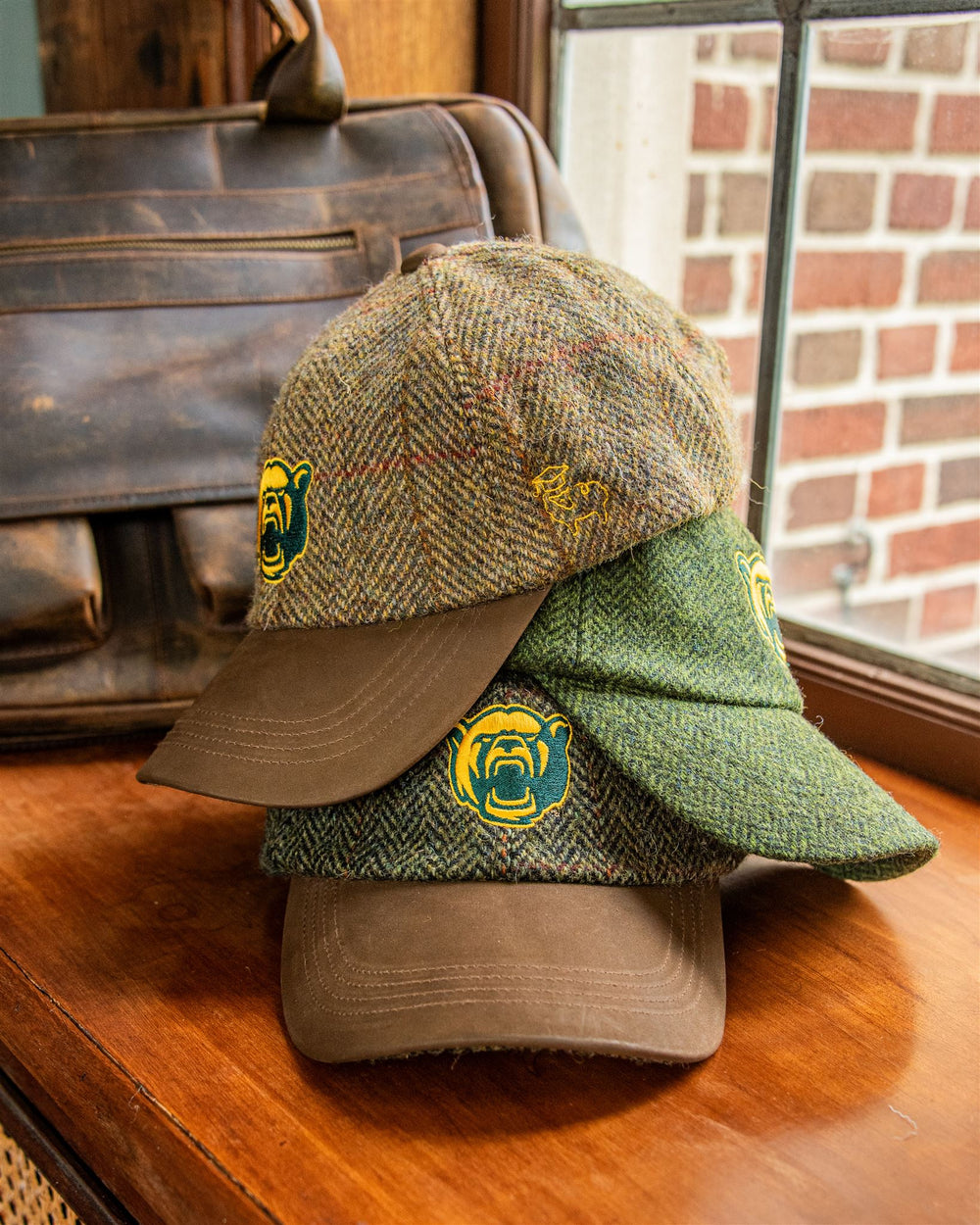 Collegiate Knitwear Designs Baylor University Tweed Hat Baylor University Green Herringbone Tweed Baseball Cap  main image 2