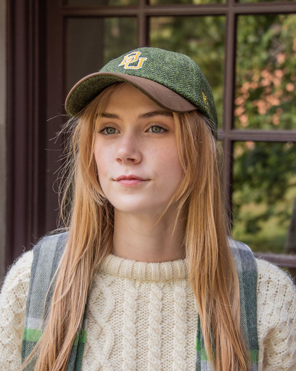 Collegiate Knitwear Designs Baylor University Tweed Hat Baylor University Green Herringbone Tweed Baseball Cap  main image 3
