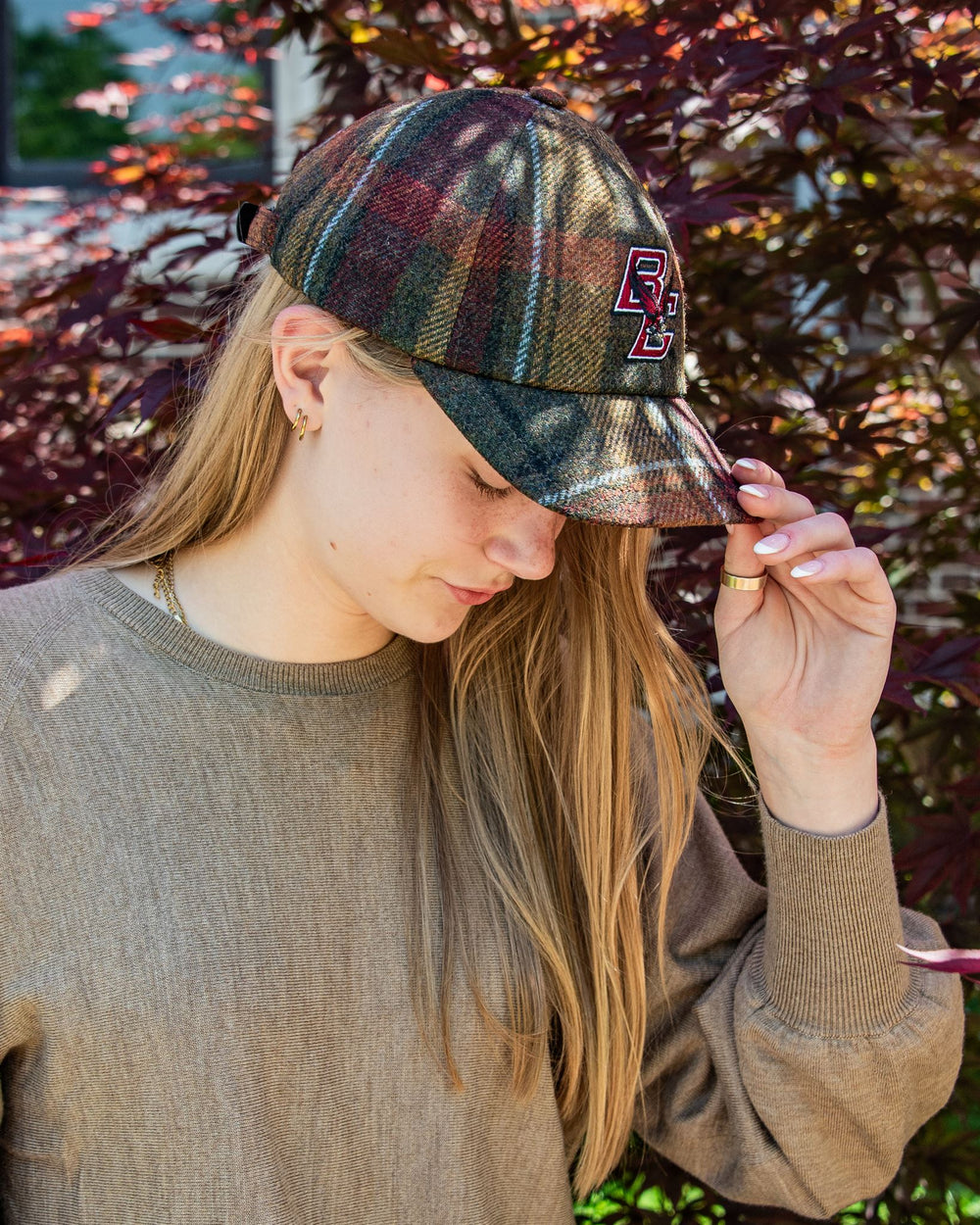 Boston College Autumn Plaid Wool Baseball Cap Collegiate Couture Collegiate Knitwear Designs