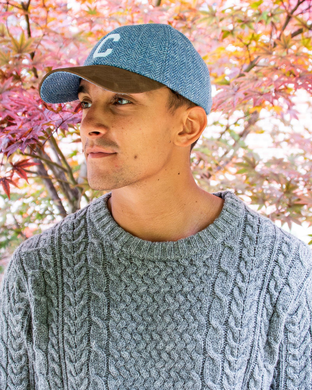 Columbia University Light Blue Herringbone Wool Baseball Cap with