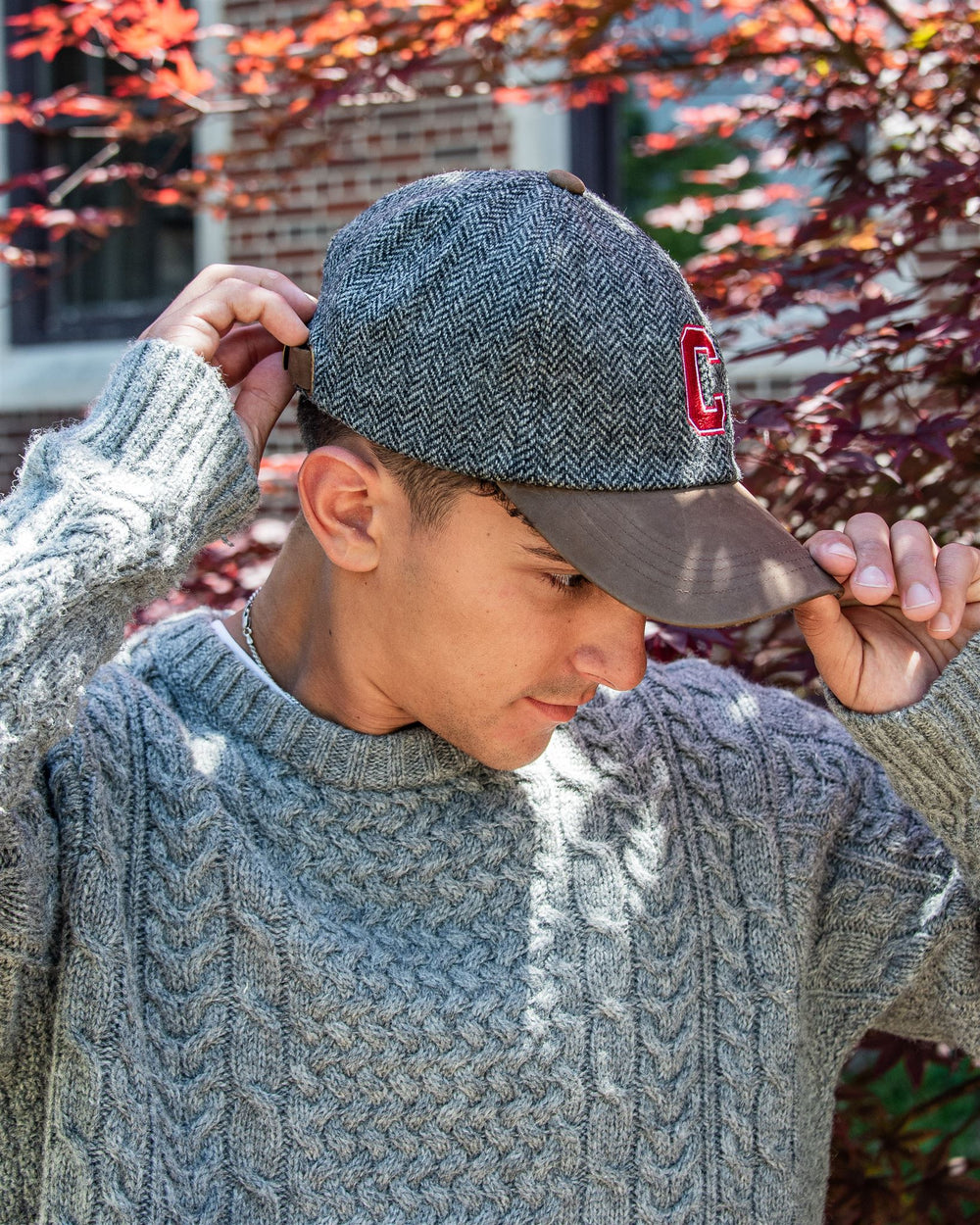 Cornell University Grey Herringbone Wool Baseball Cap | Collegiate