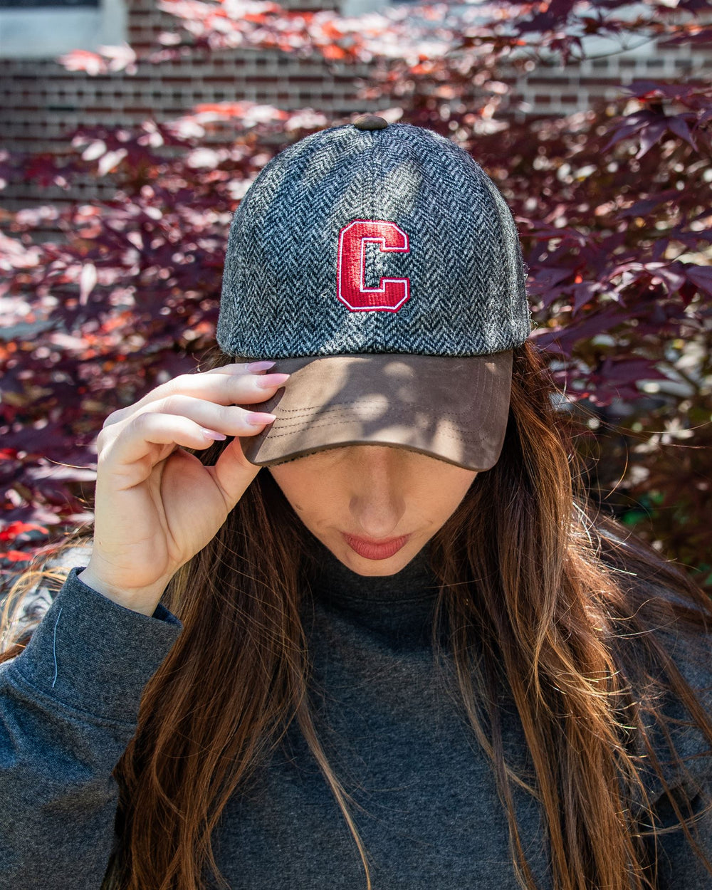 Cornell University Grey Herringbone Wool Baseball Cap