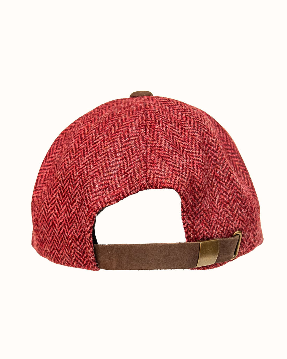 Cornell University Red Herringbone Wool Baseball Cap with Leather