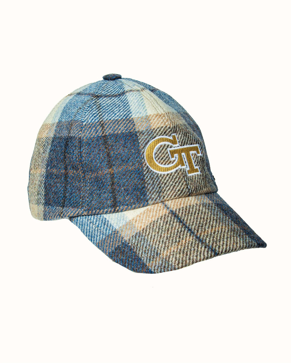 Georgia Tech Blue Plaid Wool Baseball Cap | Collegiate Knitwear Designs