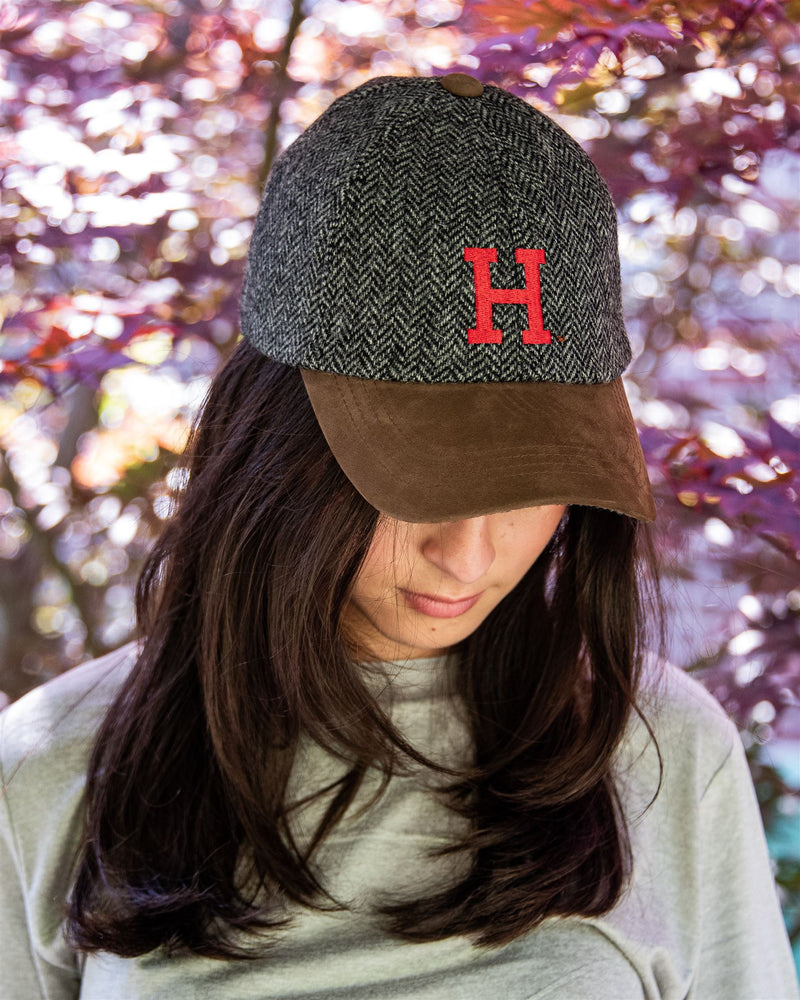 
                  
                    Harvard University Grey Herringbone Wool Baseball Cap with Leather Bill
                  
                