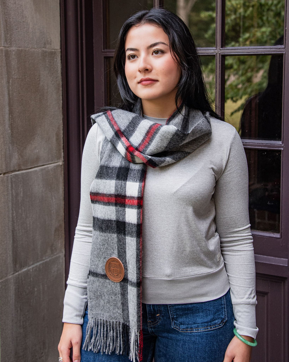 Harvard University Scottish Wide Thomson Grey/Crimson Lambswool