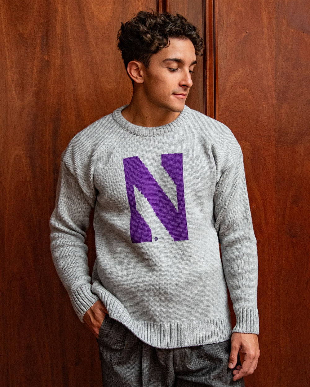 Northwestern University Men's Merino Wool Crew-Neck Sweater