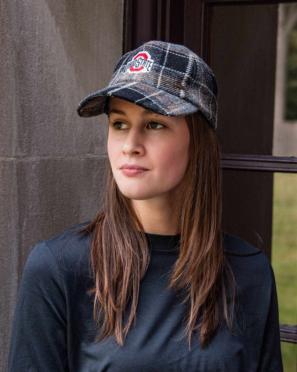 Ohio State University Grey Plaid Wool Baseball Cap Collegiate Couture Collegiate Knitwear Designs