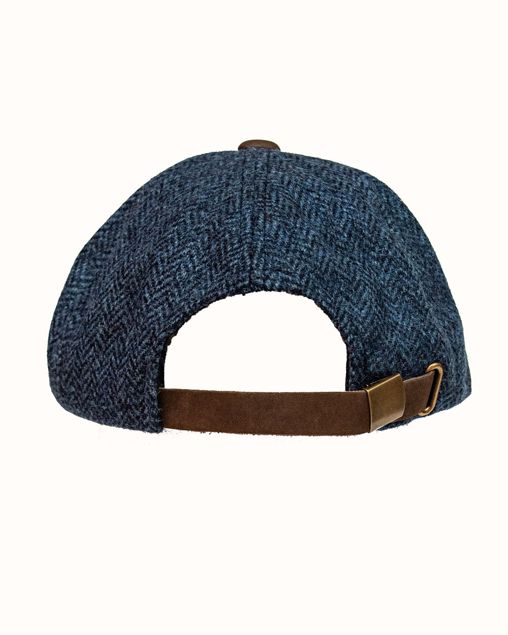 Penn State University Blue Herringbone Wool Baseball Cap with Leather Bill