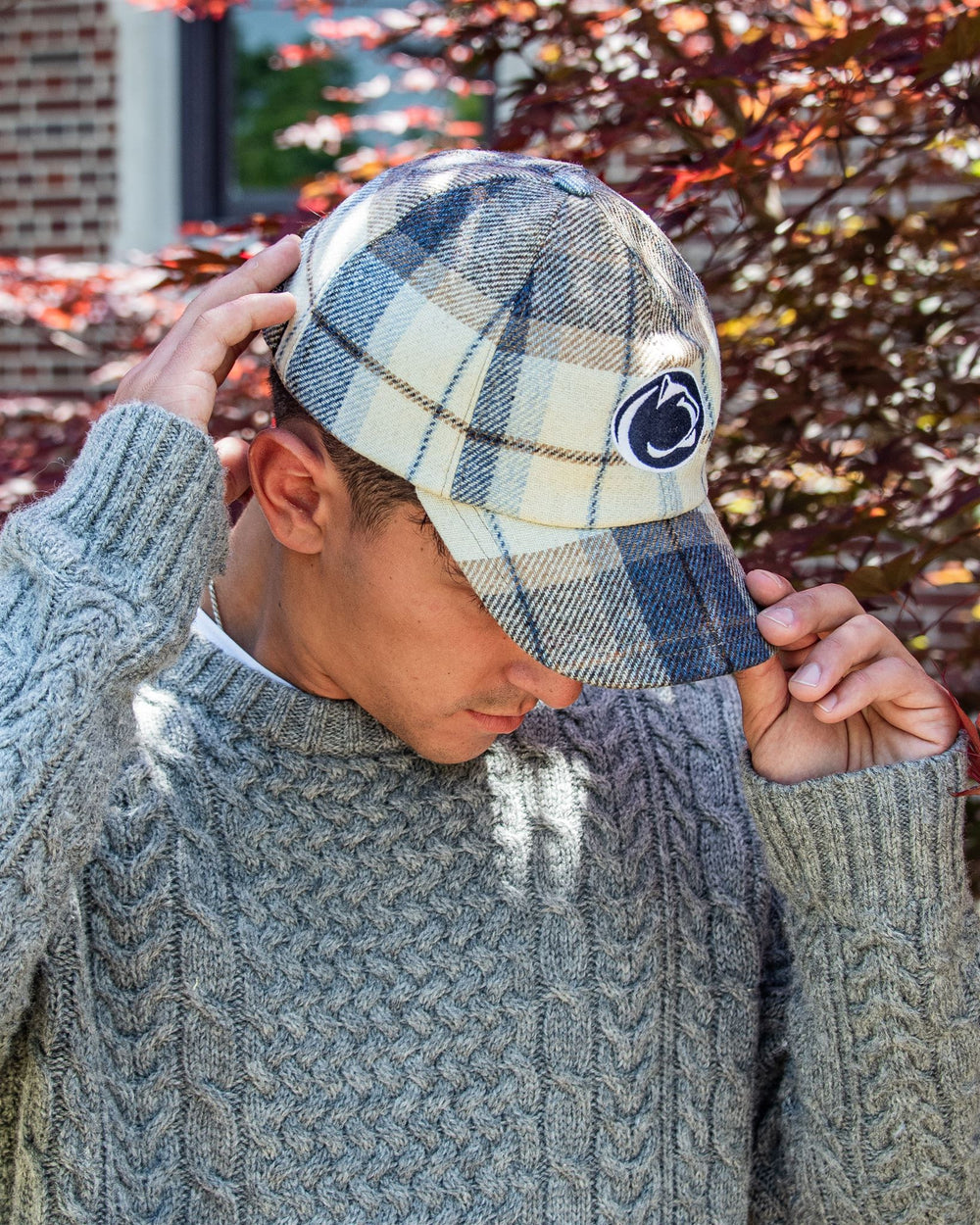 Casquette Plate The London Cap - Plaid Pied De Poule Gris/bleu - Cachemire/Laine - Taille 58 Cm (L) - Neuf Avec étiquettes