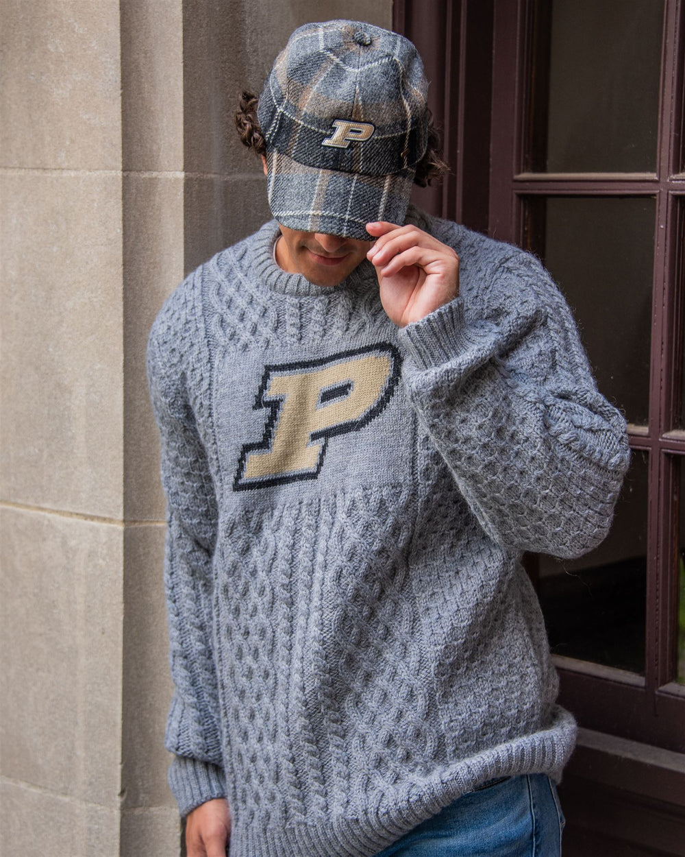 Purdue University Men's British Wool Fisherman's Sweater