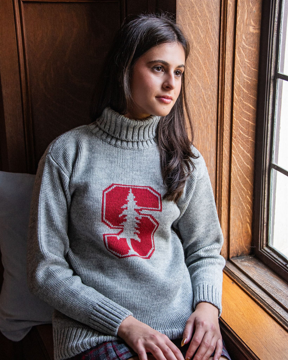 Stanford University Women s Merino Wool Roll Neck Sweater Collegiate Couture Collegiate Knitwear Designs
