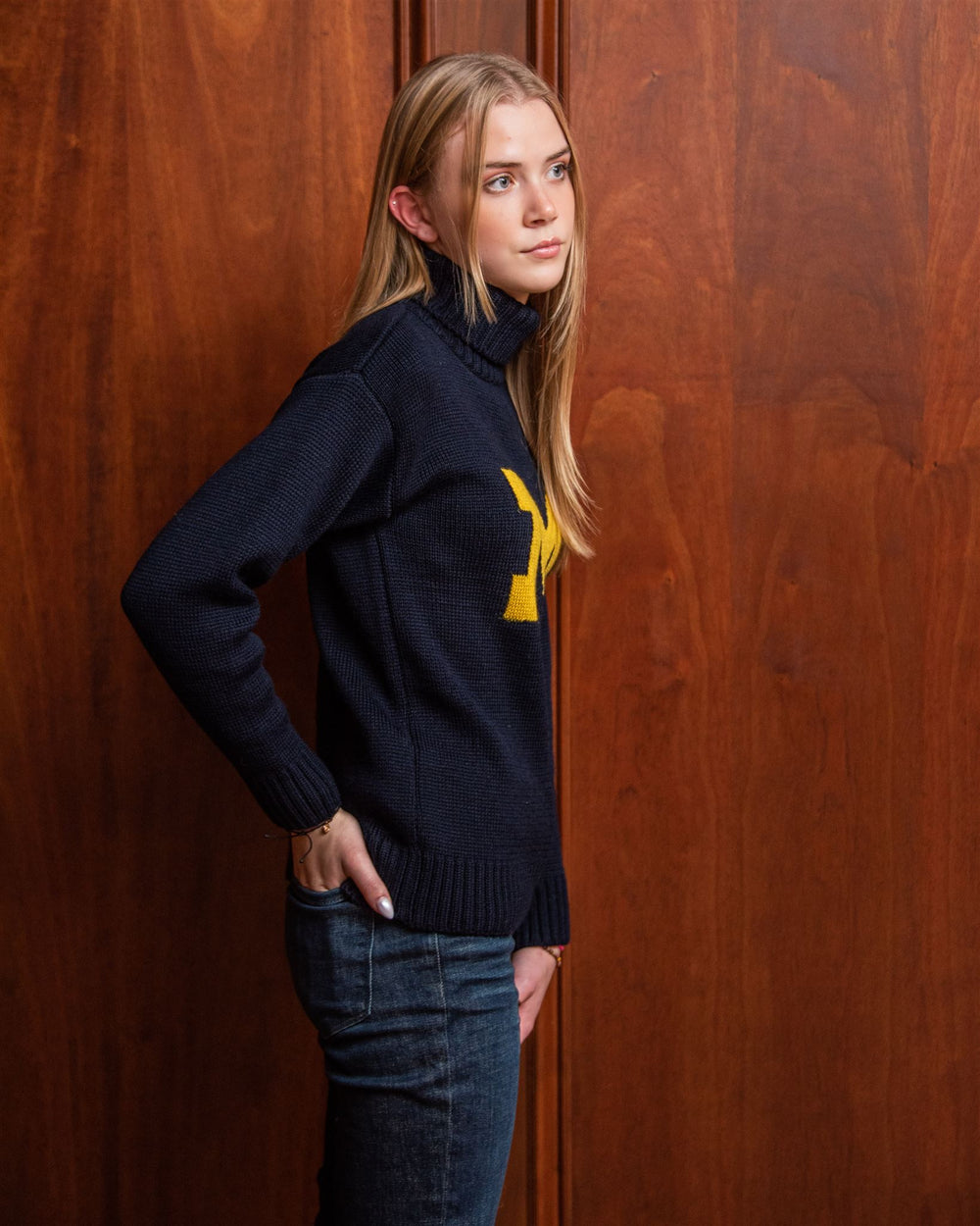 University of Michigan Women's Merino Wool Roll-Neck Sweater