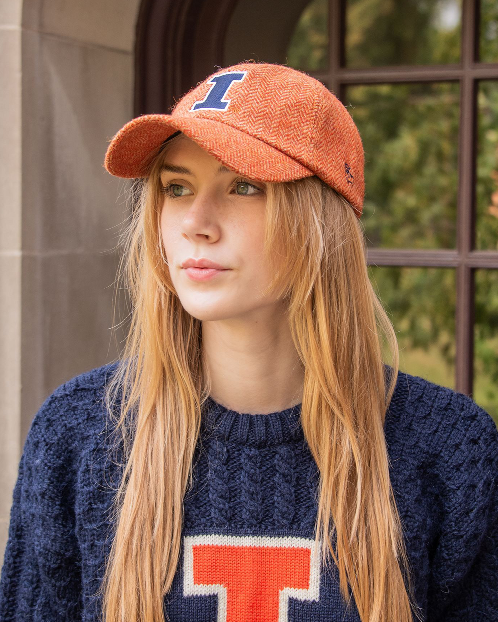 University of Illinois Orange Herringbone Wool Baseball Cap