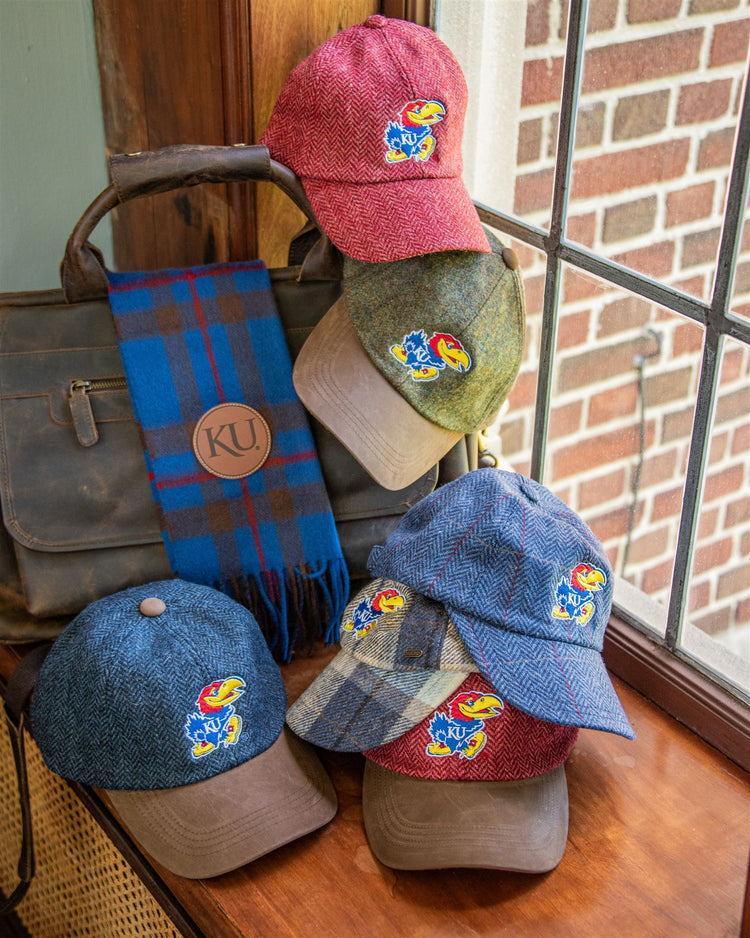 
                  
                    University of Kansas Blue Herringbone Wool Baseball Cap with Leather Bill
                  
                