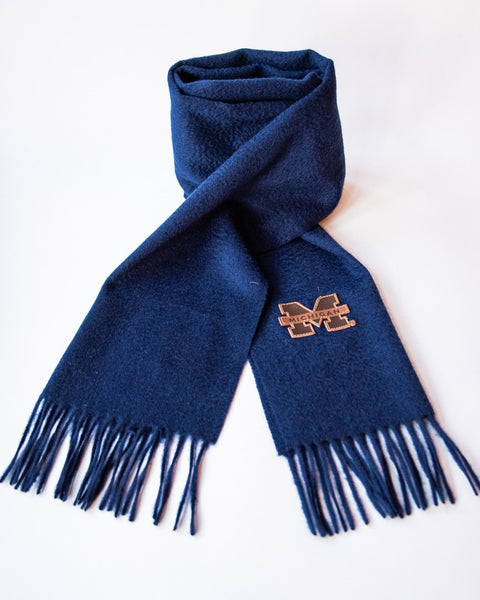 University of Michigan Balmoral Bespoke Navy Cashmere Scarf