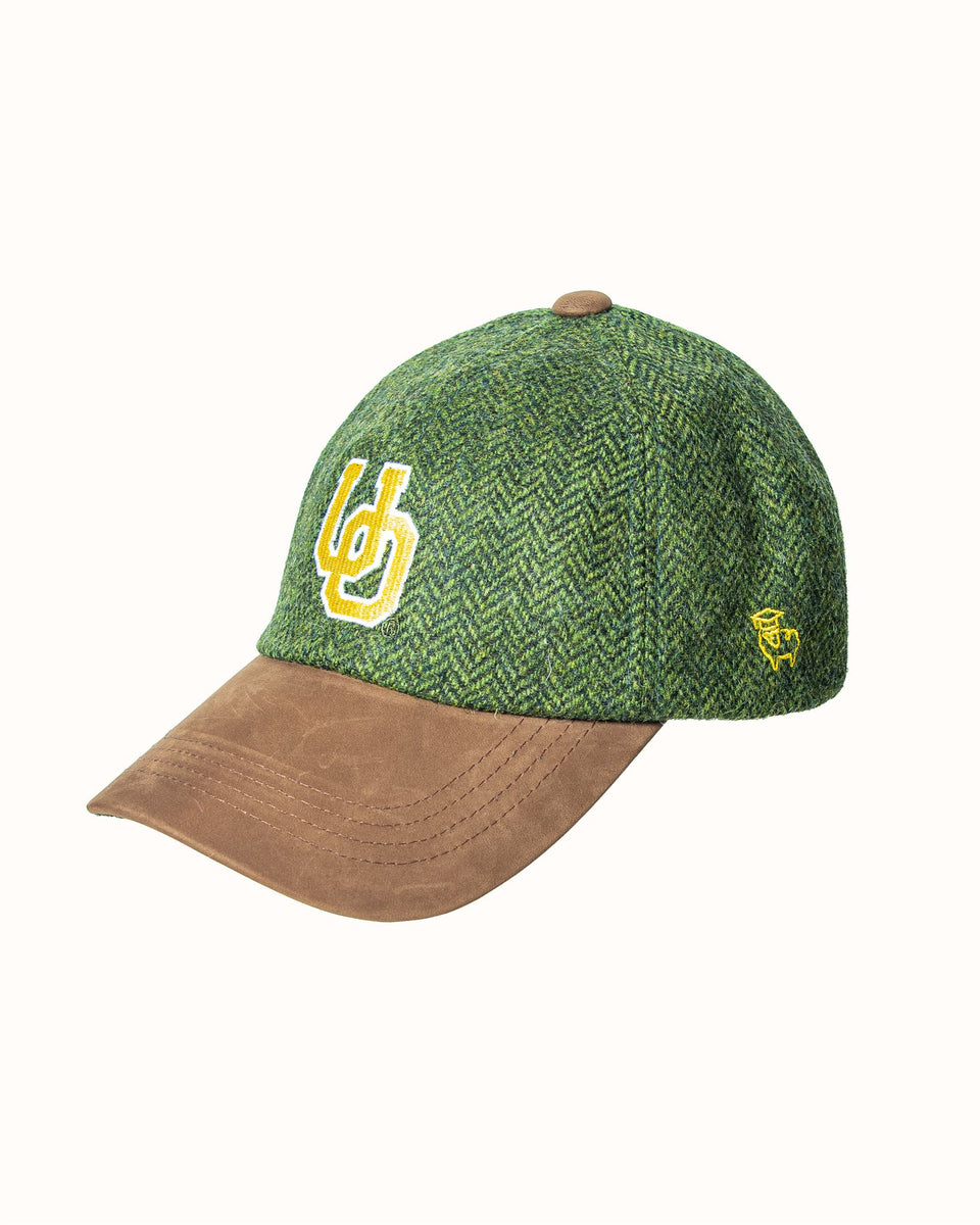 Fore Oregon Cap University of Oregon Green Herringbone Tweed Baseball Cap with Leather ...